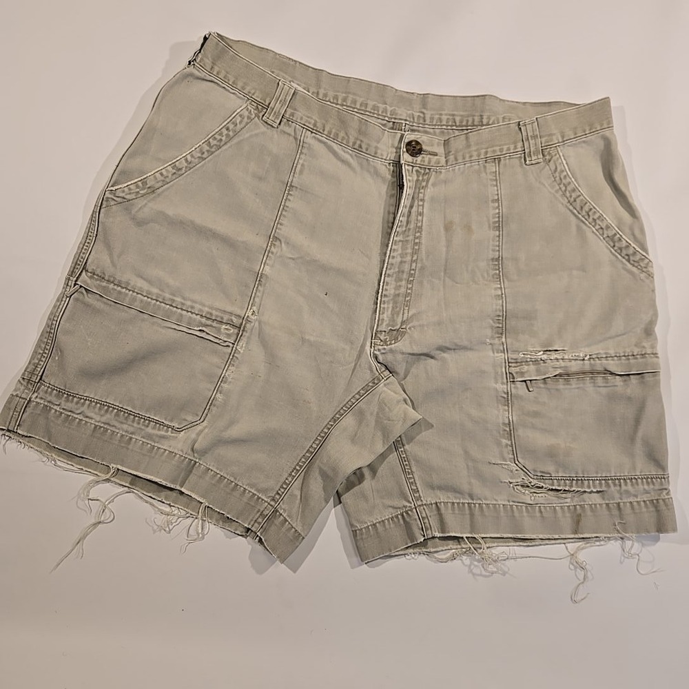 VTG Woolrich Mens 40 Utility Cargo Shorts Thrashed Distressed Y2K Workwear USA - Picture 2 of 9